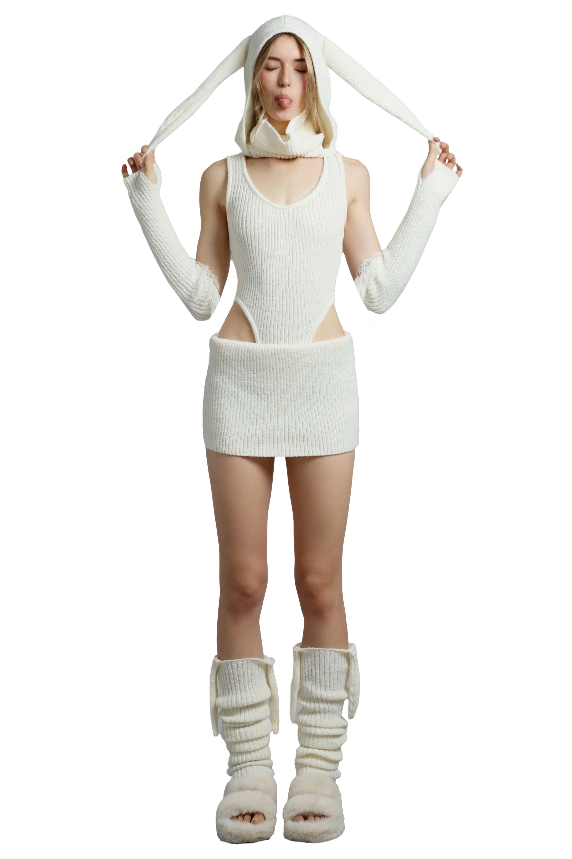 Knit Mini Skirt With Leg Warmers